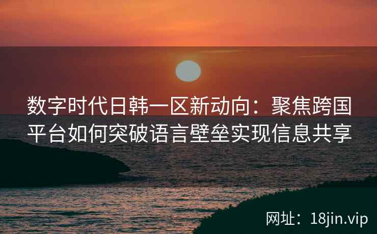 数字时代日韩一区新动向：聚焦跨国平台如何突破语言壁垒实现信息共享